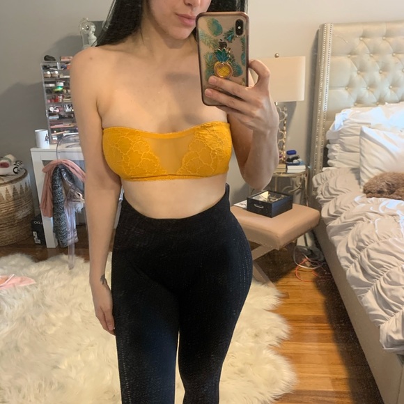 🆕NWT FREE PEOPLE Lace Mustard Bandeau Size M - Picture 6 of 6